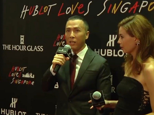 Donnie Yen entertains questions from the press during a Hublot event in Singapore.