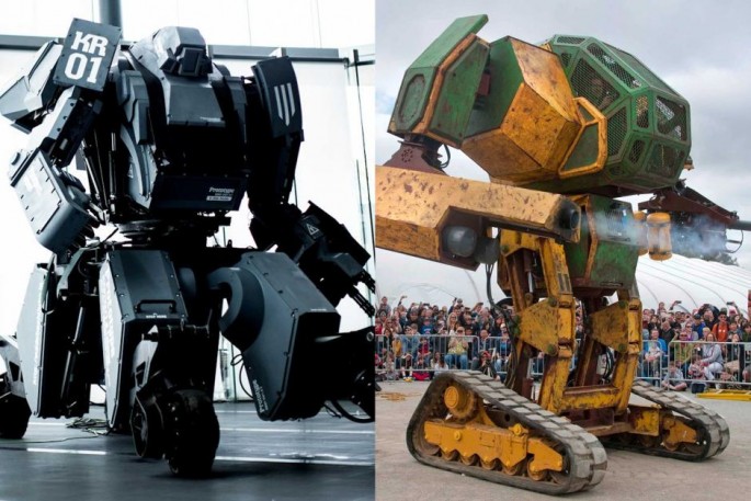 Suidobashi Heavy Industry's Kuratas (L) and MegaBots' Mark 2 (R)