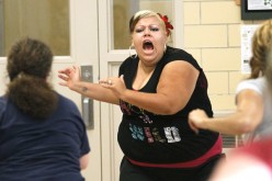 obese woman exercising