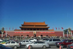 Photo taken on Oct. 15, 2013 shows the Tiananmen Square in Beijing under a blue sky.