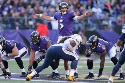 Baltimore Ravens' quarterback Joe Flacco (#5)