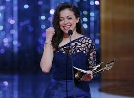 Tatiana Maslany accepts the award for best actress in a TV drama for her role in "Orphan Black" at the 2015 Canadian Screen Awards in Toronto