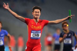 Zhang Peimeng, the last of the Chinese relay quartet, is one of the fastest men in Asia.