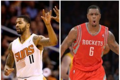 The Suns' Markieff Morris (left) and the Rockets' Terrence Jones.