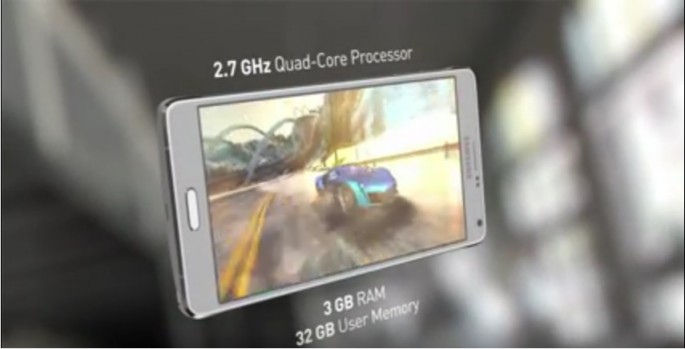 An image of Samsung Galaxy Note 4 gives details of the specs of the device.