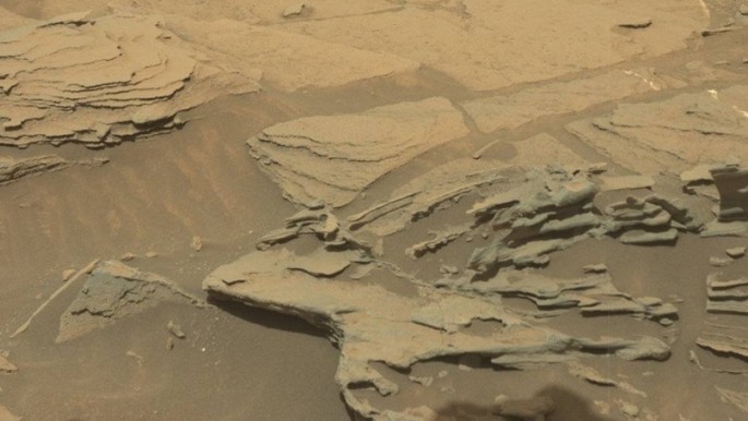 Can you spot the spoon on Mars? This image was taken by Mastcam: Left (MAST_LEFT) onboard NASA's Mars rover Curiosity on Sol 1089 (2015-08-30 01:00:25 UTC). 