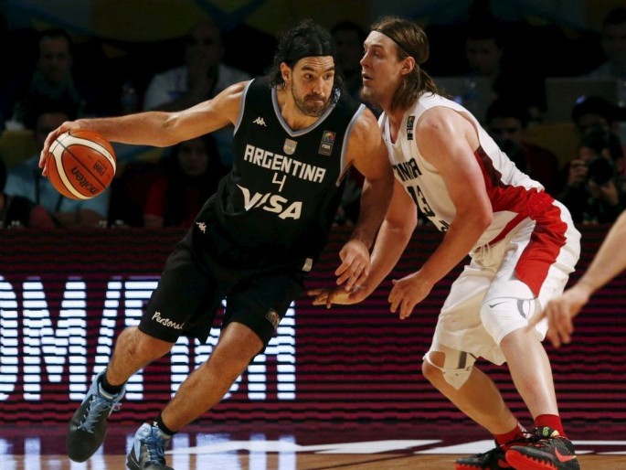 Argentina's Luis Scola backs down Canada's Kelly Olynyk during last Tuesday's FIBA Americas game.