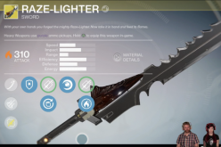 The Exotic Sword called Raze-Lighter is a powerful melee weapon that does heavy solar damage in 