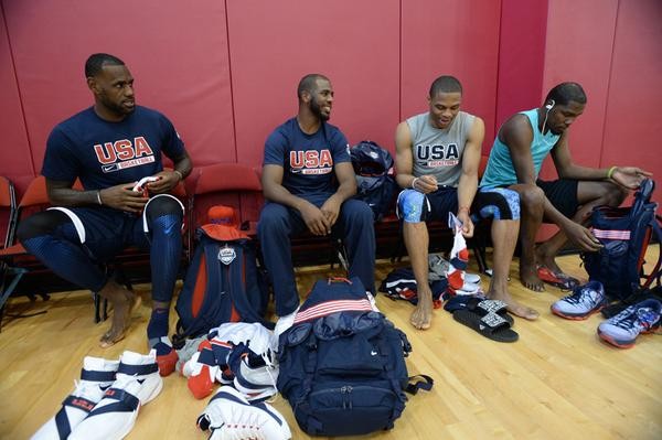 LeBron James, Chris Paul, Russell Westbrook and Kevin Durant at Team USA minicamp