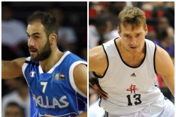 Greece's Vassilis Spanoulis and Slovenia's Zoran Dragic.