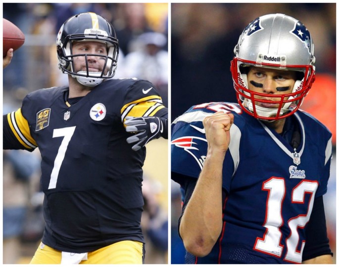 Steelers' Ben Roethlisberger (L) and Patriots' Tom Brady.