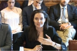 Angelina Jolie in the House of Lords room.