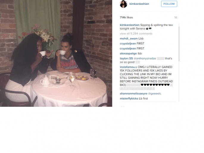 Kim Kardashian and Serena Williams having tea together