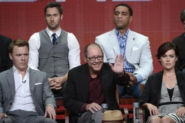 "The Blacklist" cast members participate in a panel during the NBC sessions at the Television Critics Association summer press tour in Beverly Hills, California July 27, 2013.   
