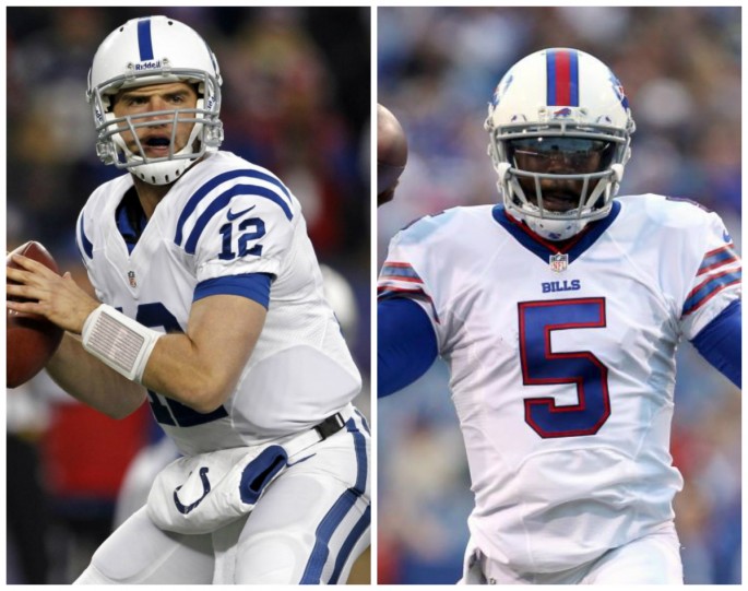Quarterback Battle: Colts' Andrew Luck vs Bills' Tyrod Taylor.