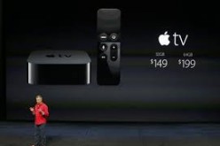 Apple's Internet Software and Services senior vice president Eddie Cue discusses Apple TV pricing during an Apple media event in San Francisco.
