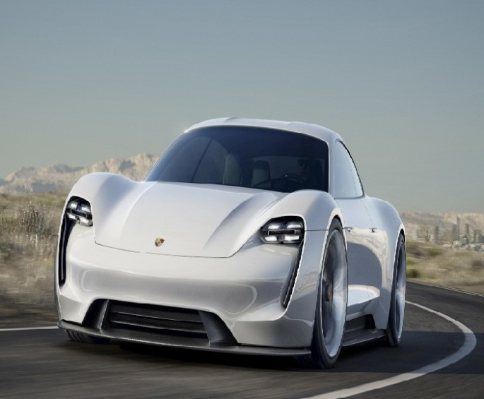 A photo of the recently unveiled Porsche Mission E.