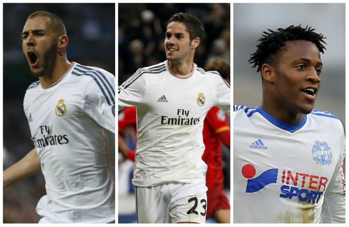 Arsenal Rumors Central (from L to R): Karim Benzema, Isco, and Michy Batshuayi.