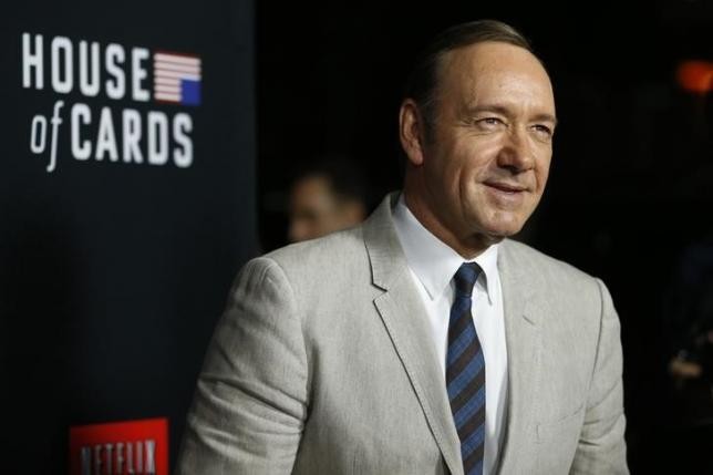 Cast member Kevin Spacey poses at the premiere for the second season of the television series ''House of Cards'' at the Directors Guild of America