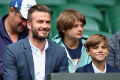  David Beckham and son Romeo Beckham at the All England Lawn Tennis and Croquet Club