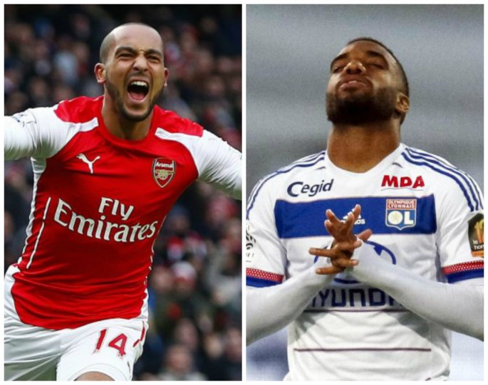 Arsenal Rumors Central (from L to R): Theo Walcott and Lyon's Alexandre Lacazette.