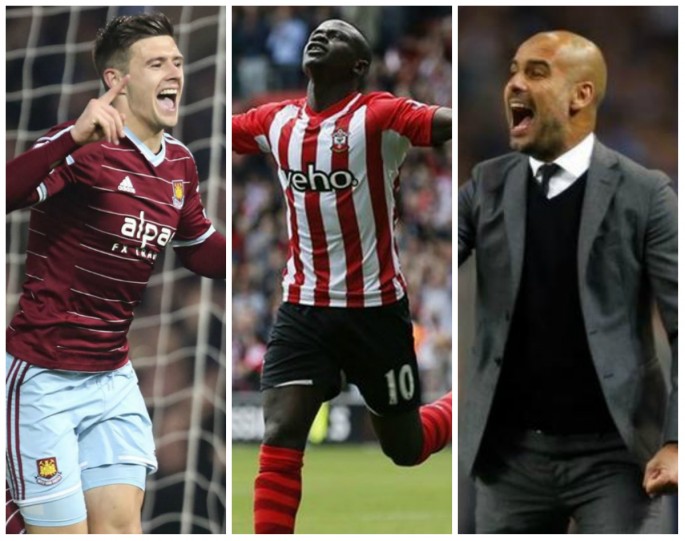 Manchester United Rumors Central (from L to R): West Ham's Aaron Cresswell, Southampton's Sadio Mane, and Bayern Munich manager Pep Guardiola.