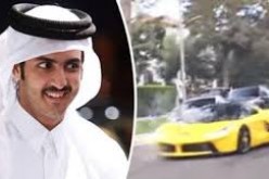 A photo showing Sheik Khalid bin Hamad Al-Thani and the yellow Ferrari he allegedly used to drag race. 