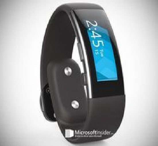 The leaked photo of the alleged Microsoft Band 2 with curved display.