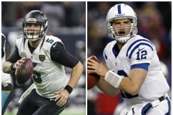 Quarterback battle: Jacksonville Jaguars' Blake Bortles (L) vs Indianapolis Colts' Andrew Luck.