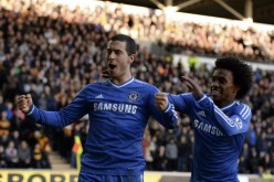 Chelsea's Eden Hazard (L) and Willian.