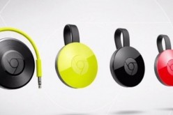 A photo showing the three new Chromecast and the Audio Chromecast.
