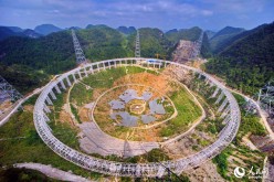 The wiring installation of the five-hundred-meter aperture spherical telescope (FAST) has been completed in southwest China's Guizhou Province.