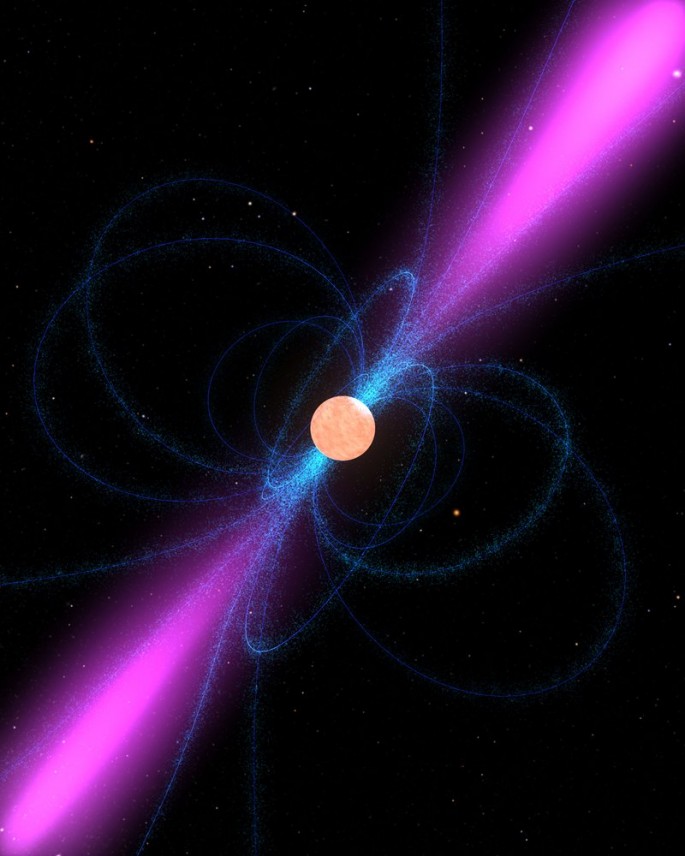 Still image from an animation of a pulsar. 