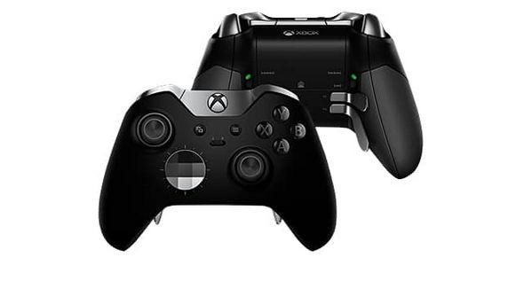 A photo showing the front and rear side of the Xbox Elite Controller.