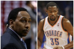 Stephen A. Smith and Kevin Durant.