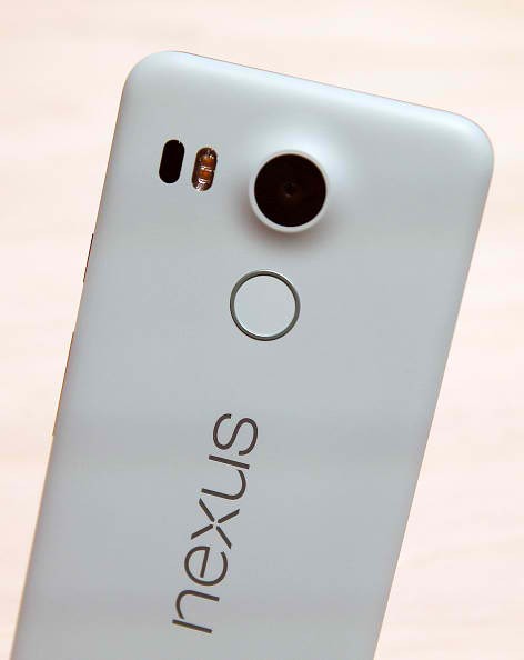 The new Nexus 5X phone is displayed during a Google media event on September 29, 2015 in San Francisco, California.