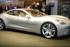 The Karma plug-in hybrid coupe developed by Fisker is shown to the public at a Detroit Auto Show in 2008.