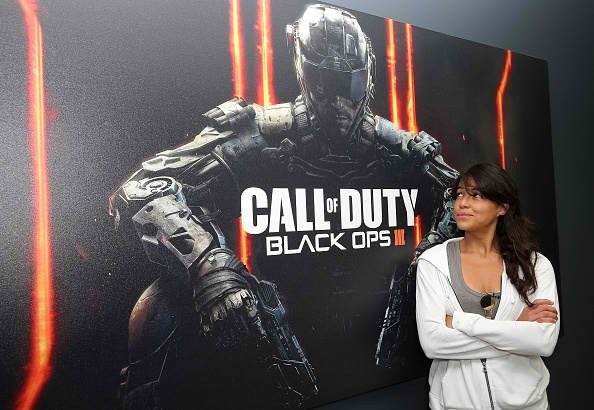 Actress Michelle Rodriguez gets hands-on with the Call Of Duty: Black Ops 3 Beta during a visit to Treyarch Studios on August 19, 2015 in Santa Monica, California. 