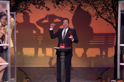 Shaq and Hugh Jackman Get Squeezed in a Phone Booth on Jimmy Fallon Show