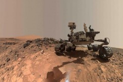 A low-angle self-portrait of NASA's Curiosity Mars rover shows the vehicle at the site from which it reached down to drill into a rock target