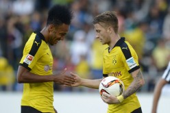 Borussia Dortmund's Pierre-Emerick Aubameyang and Marco Reus.