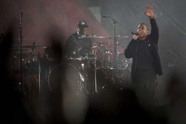 Jay-Z performs on stage during the Global Citizen Festival concert in New York