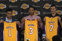 Anthony Brown with D'Angelo Russell and Larry Nance Jr.