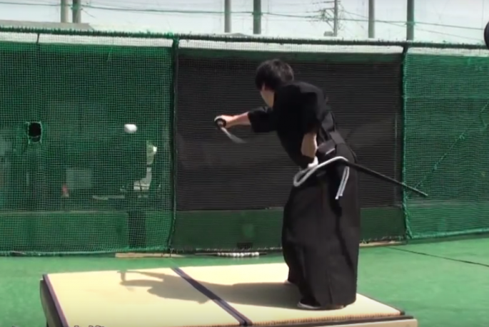 Samurai Slices Baseball With Impossible Precision Coming at 100 Miles Per Hour