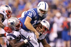 Indianapolis Colts quarterback Andrew Luck (#12) against the New England Patriots.