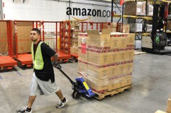 Amazon employee working in a warehouse