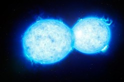 This artist’s impression shows VFTS 352 — the hottest and most massive double star system to date where the two components are in contact and sharing material.