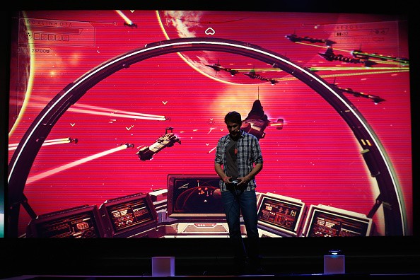 Hello Games, Sean Murray demonstrates 'No Man's Sky' during the 2015 Sony E3 press conference.