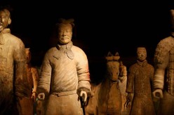 Terracotta warriors on display at the British Museum in London. 