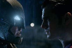 A stare down between two heroes as they prepare to do battle in the 2016 hotly anticipated movie, 'Batman v Superman: Dawn of Justice.'